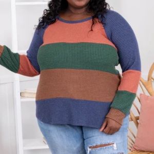 2XL Chic Soul striped waffle knit top. Good condition